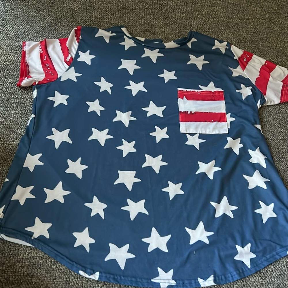 For G and PL Fourth of July Tee. XXL Red, white, and blue.